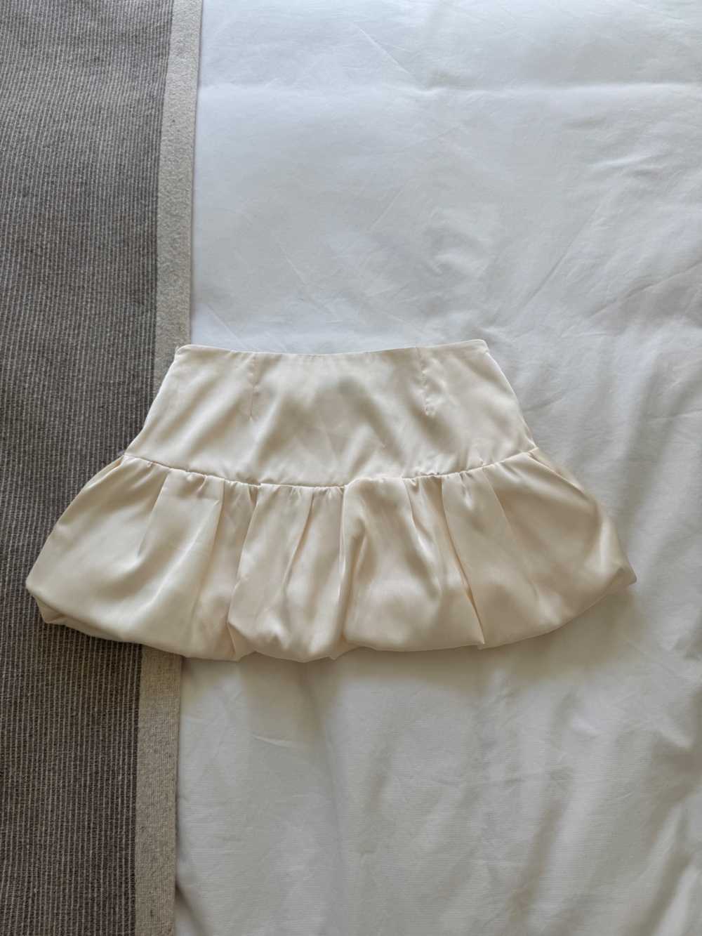 Oh Polly Cream Ruffled Mini Skirt